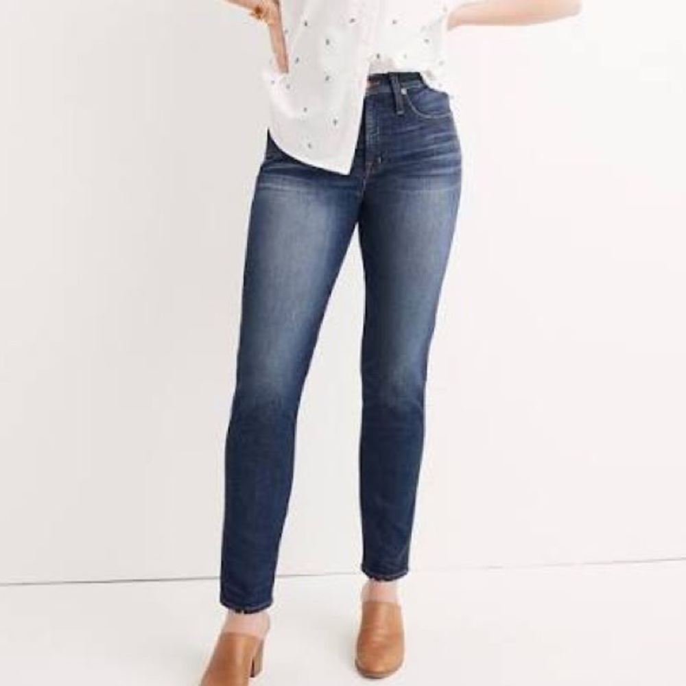 Madewell dark high rise slim boyjean